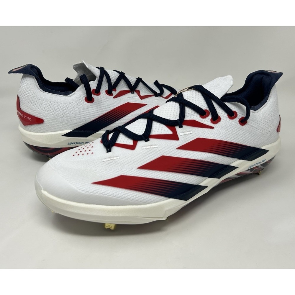 Adidas Adizero Electric+ 2.0 Mens Size 10.5 USA White Red Baseball Cleat KK1071